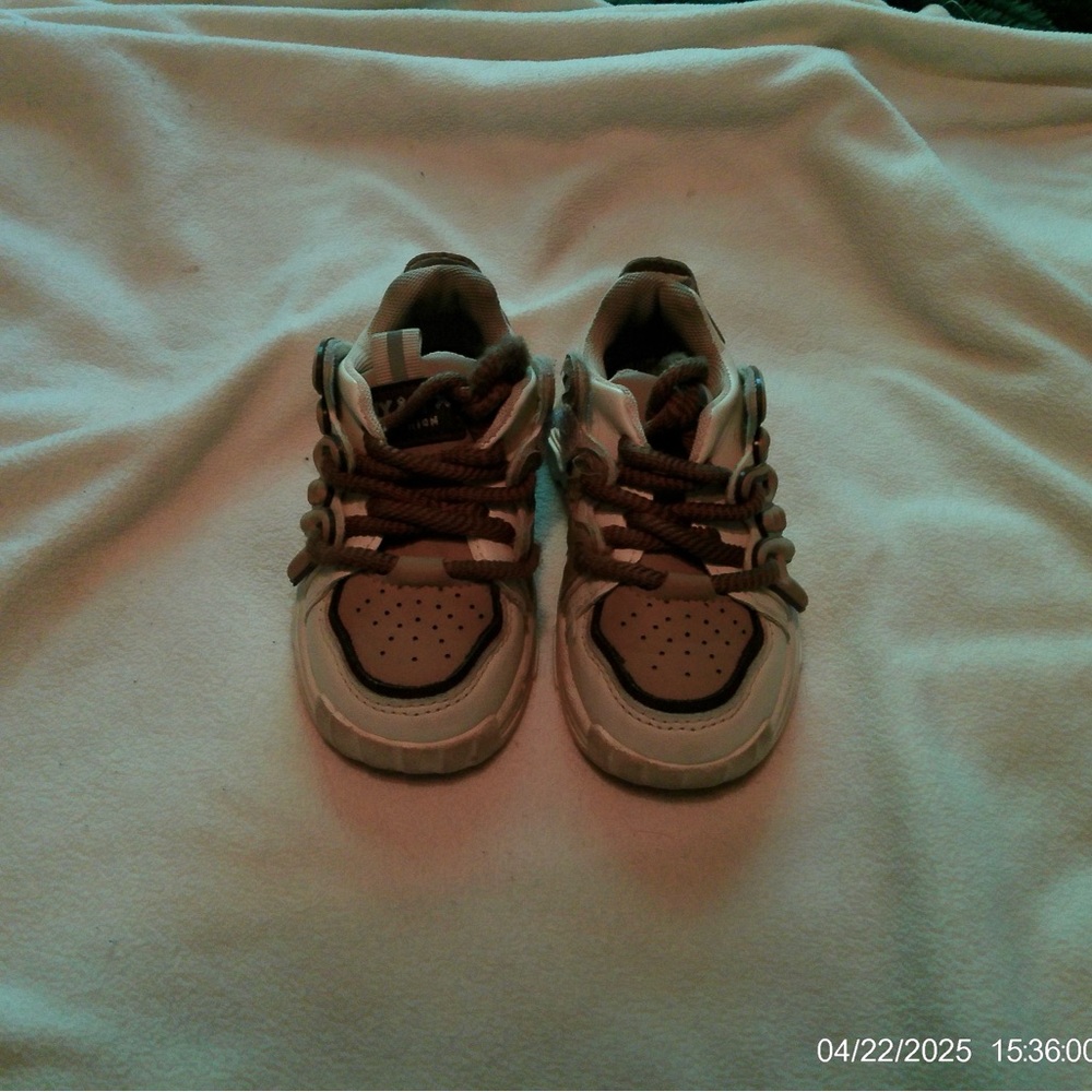 Kids Tan and Brown Sneakers